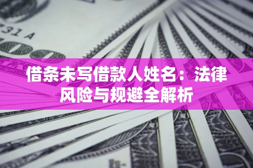 武汉借条未写借款人姓名：法律风险与规避全解析